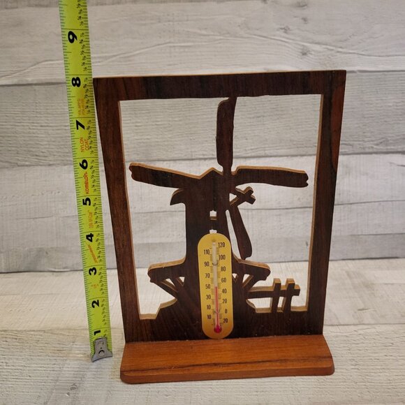 Handcrafted Wooden Windmill Thermometer - Picture 9 of 9